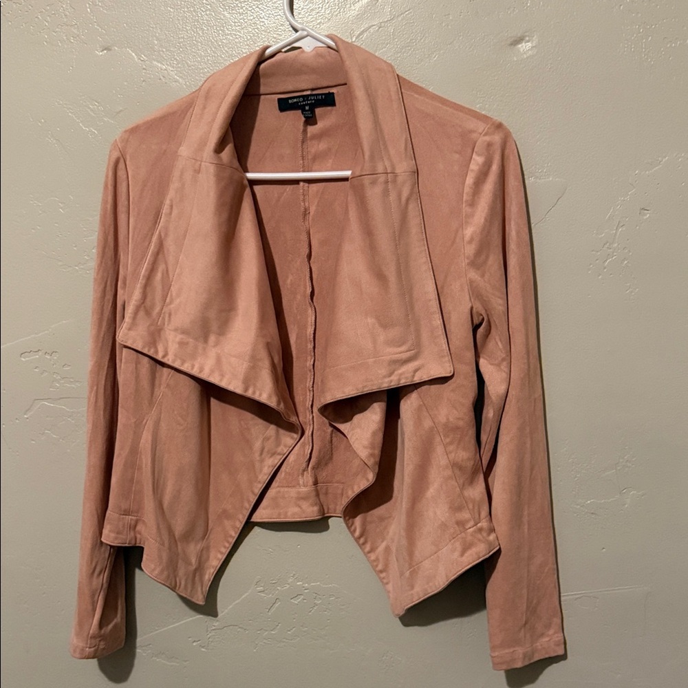 Romeo & Juliet Couture Pink Draped Suede Feel Blazer Medium - Picture 1 of 6